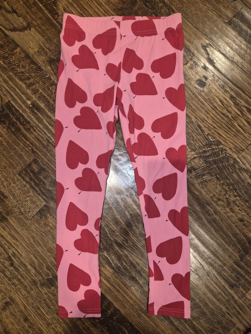 Carter's Pink Leggings with Red Heart Print Sz 10